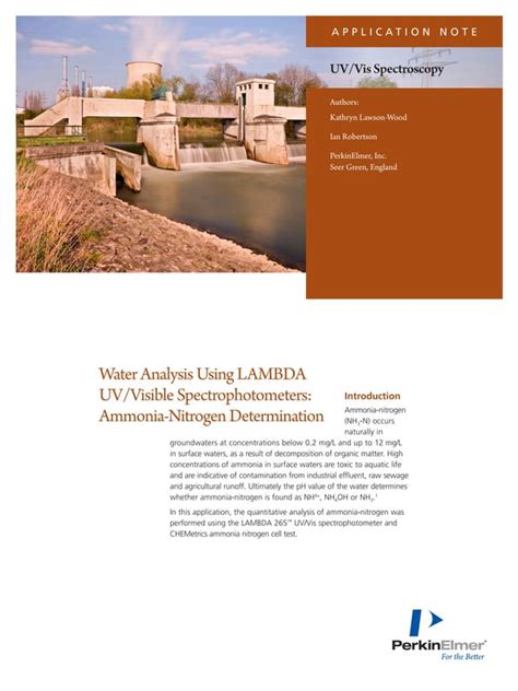 uv analyzers for ammonia in water|Water Analysis Using LAMBDA UV/Visible .